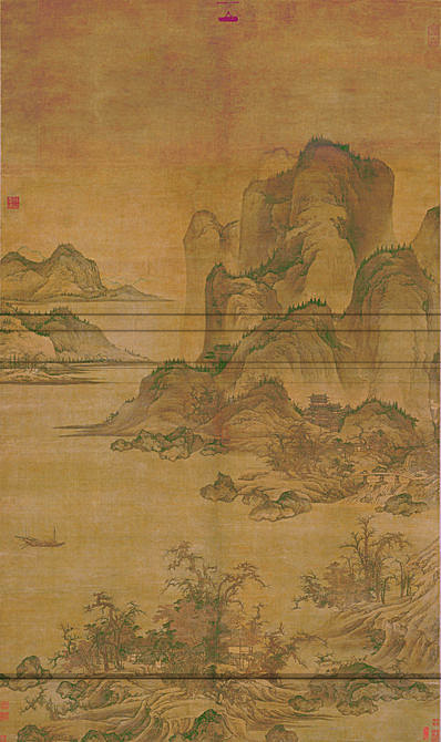 清代画.蓝瑛_秋山行旅图轴绢本_10039.16913