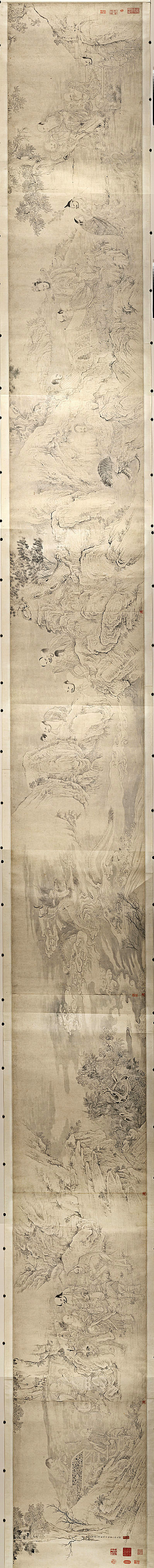 清代画.石涛十六罗汉图卷_v_40695x4016