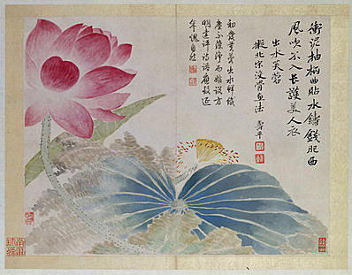 清代画.恽寿平_山水花鸟图册之荷_4870.3800