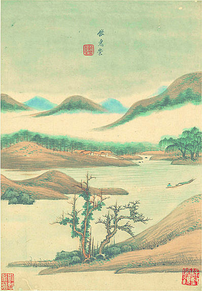 明代画.王鉴_仿古山水二纸本_13_2544.3653