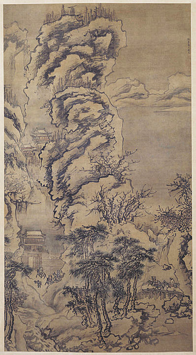 明代画.戴进_雪景山水轴绢本_6142.11090