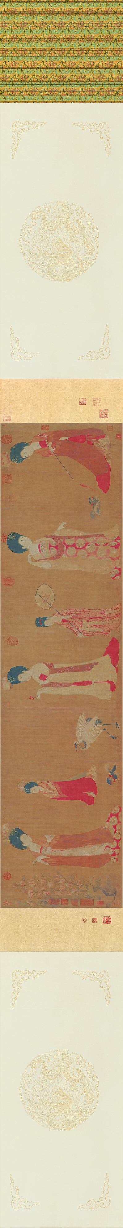 唐代画.周肪_簪花仕女图卷_全卷_绢本传世名画辽_63612.6393