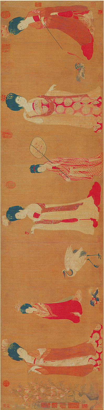 唐代画.周昉_簪花仕女图_绢本_画芯_绢本_25152.6393