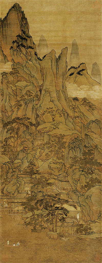 元代画.胡廷晖_春山泛舟图轴绢本_6496.16732