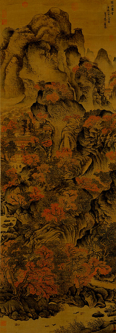 元代画.王蒙_关山箫寺图轴_货_6617.19016