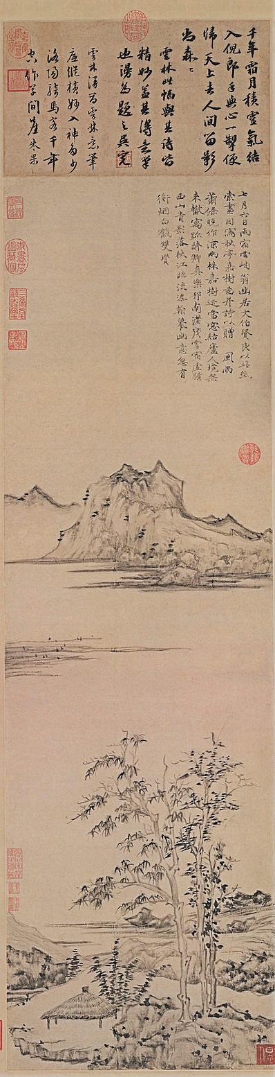 元代画.倪瓒_秋亭嘉树图_轴_纸本_4134.16142