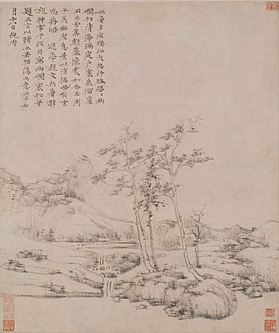 元代画.倪瓒_幽涧寒松图轴纸本_15557.18550