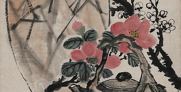 近代画.陈师曾_茶花梅花图轴_3992.8130