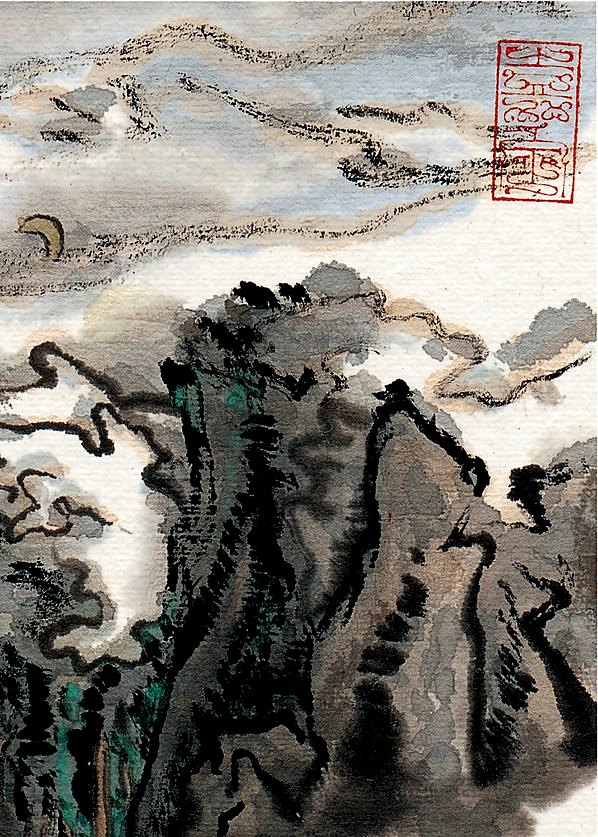 近代画.陆严少_鱼龙回夜水_3633.5084