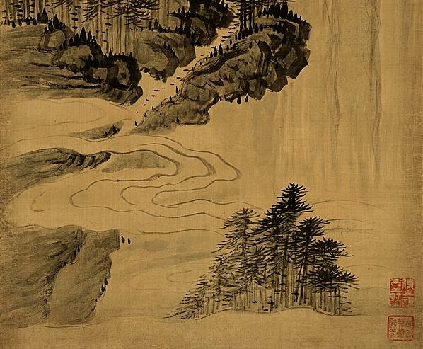 清代画.梅清代画.黄山天都峰图_小版绢本_3445.11359_154dpi