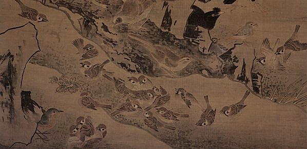 明代画.边景昭_三友百禽图绢本克利夫_9254.17976