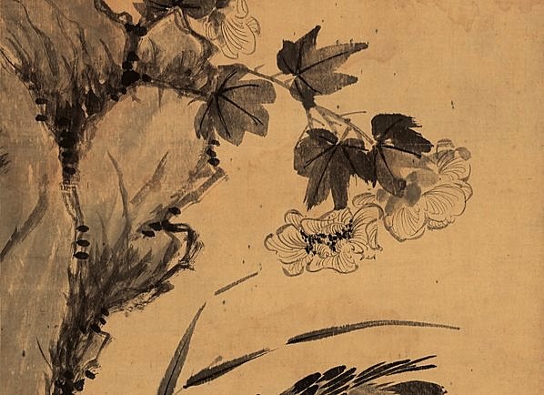 明代画.李因_女画_芙蓉鸳鸯图轴绢_5648.16416