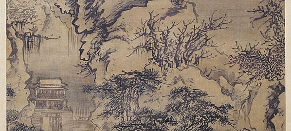 明代画.戴进_雪景山水轴绢本_6142.11090