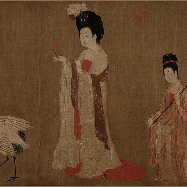 唐代画.周肪_簪花仕女图卷_全卷_绢本传世名画辽_63612.6393