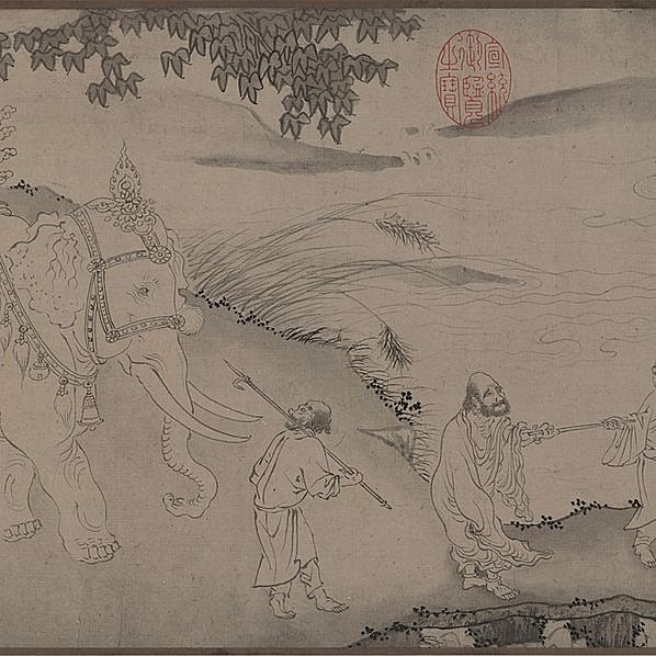 元代画.陈鉴如_竹林大士出山图_手卷_纸_138208.4054