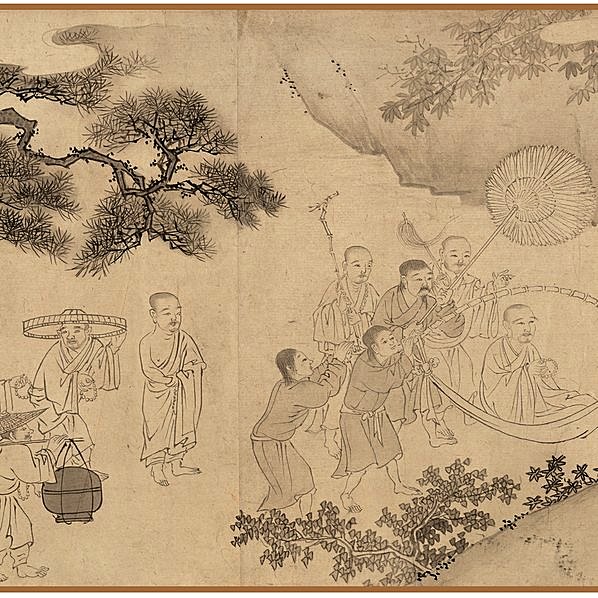 元代画.陈鉴如_竹林大士出山图_全图_纸_42000.3994