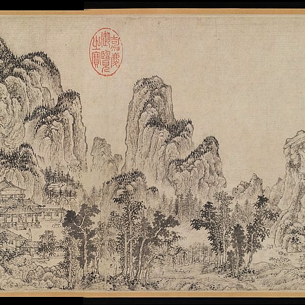 元代画.赵原_山水_明代画.沈巽_竹石图全卷_45016.3010