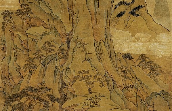 元代画.胡廷晖_春山泛舟图轴绢本_6496.16732