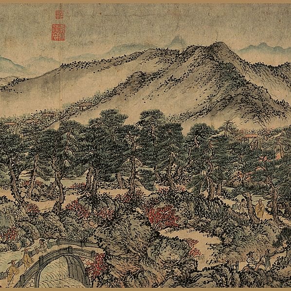 元代画.王蒙_太白山图卷画芯全图_纸本_33209.3900