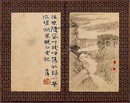 苦瓜和尚书画册.清石涛画.12帧.日.富冈铁斋题.石涛道人书画神品.1695年