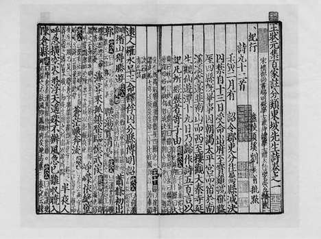 《王状元集百家註分类东坡先生诗》(宋)苏轼》撰_(宋)王十朋》纂集》刘辰翁_批点_元建安熊氏刻本_卷三